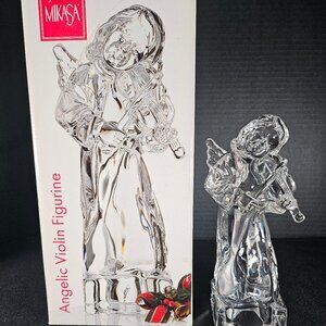 Vintage Mikasa Herald Collection Angelic Violin Angel Heavy Crystal Figurine